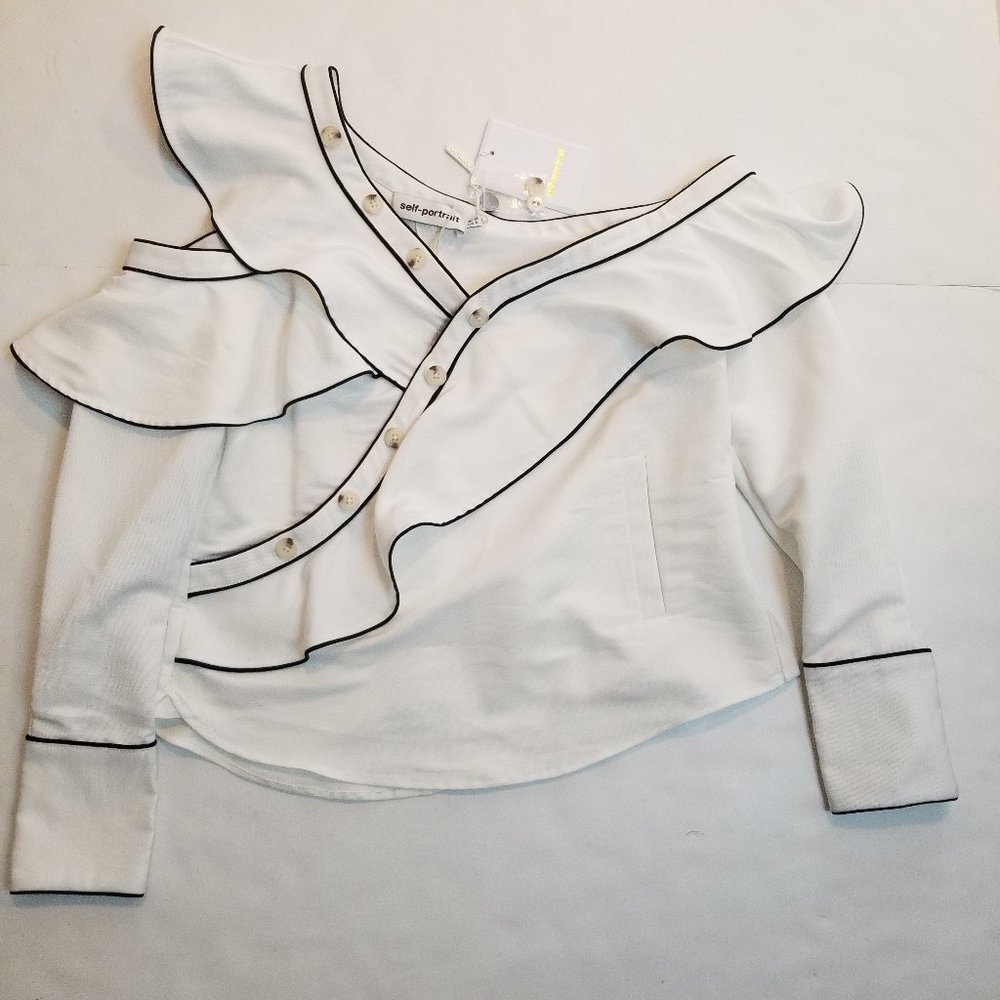 Self-Portrait White Ruffled Top